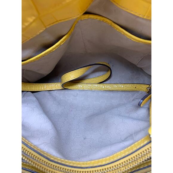 Michael Kors Dillon Croc Embossed Leather Satchel Crossbody Bag Yellow - Picture 8 of 11